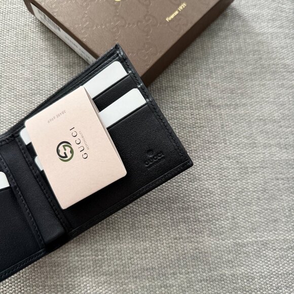 New Gucci Bifold Black Guccissima Leather Bifold Wallet - Picture 7 of 9